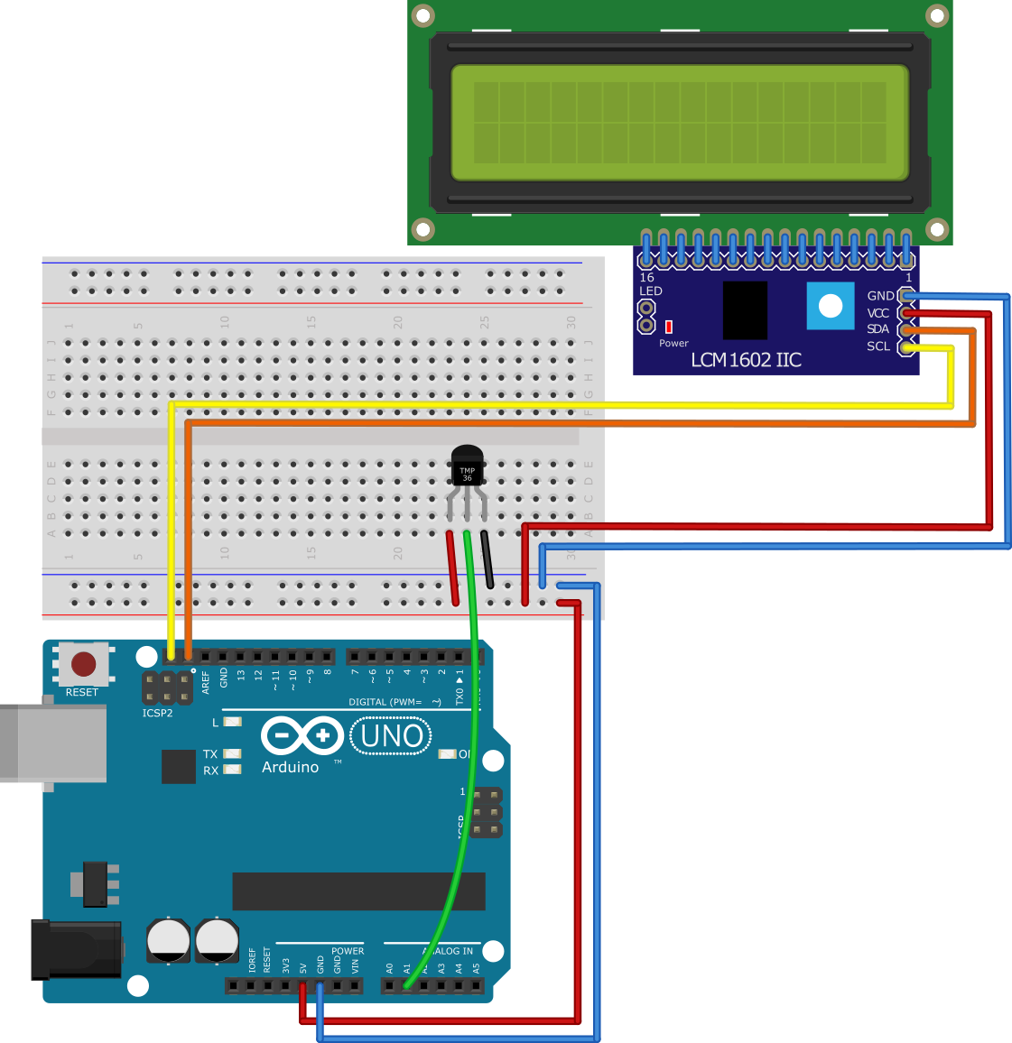 Assembling tmp36 to Uno