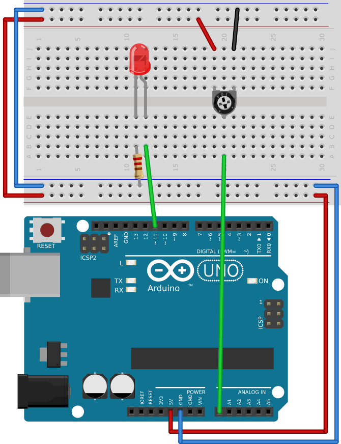 Assembling potentiometer to Uno