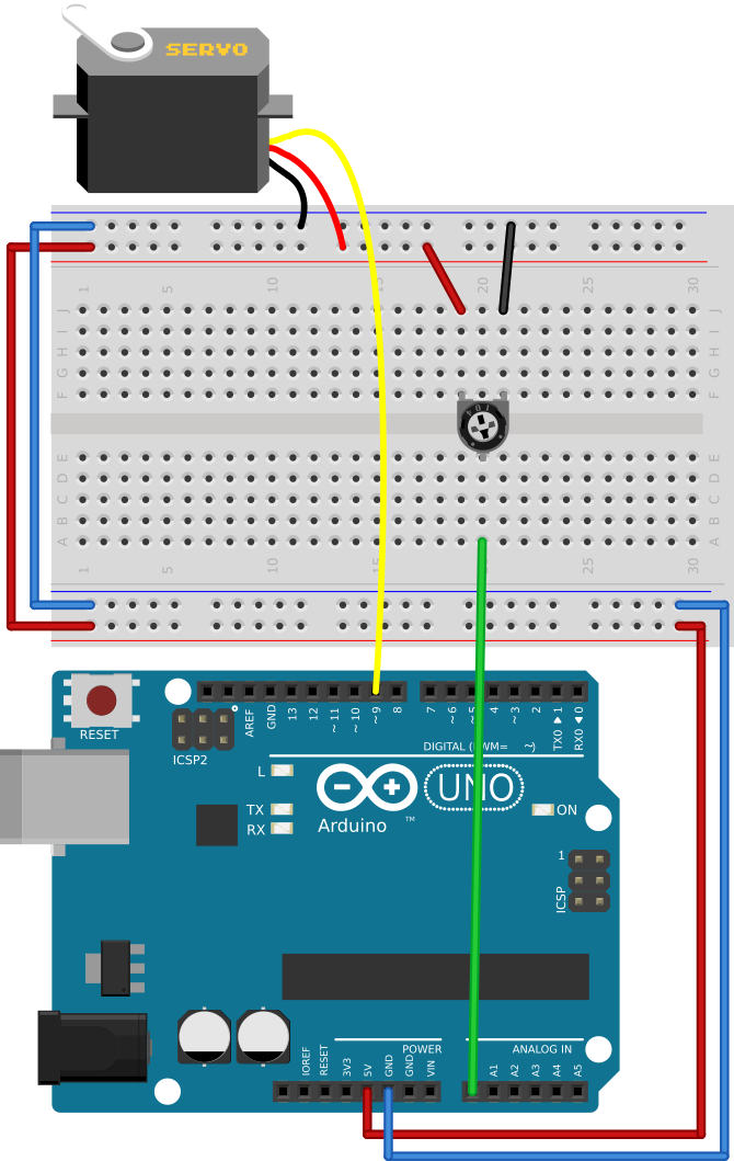 Assembling servo to Uno